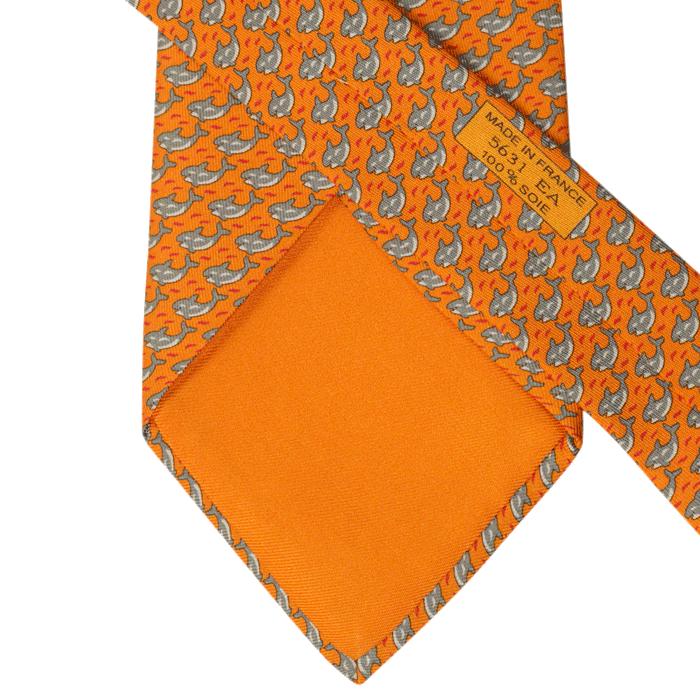 Hermes Men's Silk Tie Whimsical Whales Pattern 5631 | Necktie Cravate
