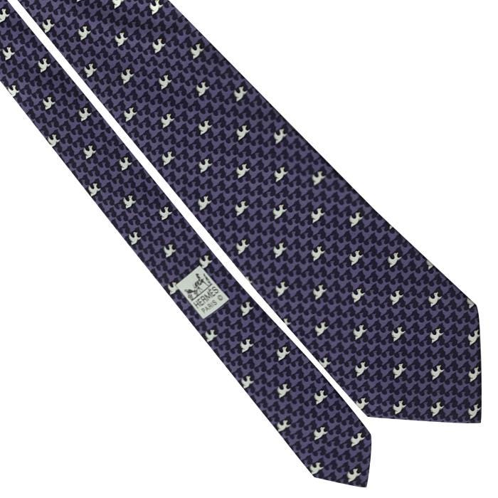 Hermes Men's Silk Tie Whimsical Ducks Pattern 5385 | Necktie Cravate