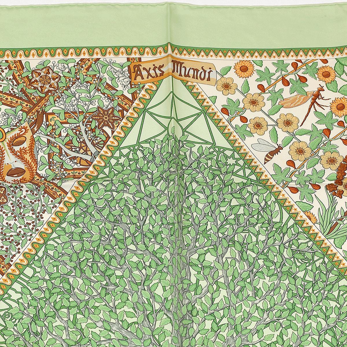 Hermes Scarf "Axis Mundi" by Christine Henry Vintage 90cm Silk | Foulard Carre