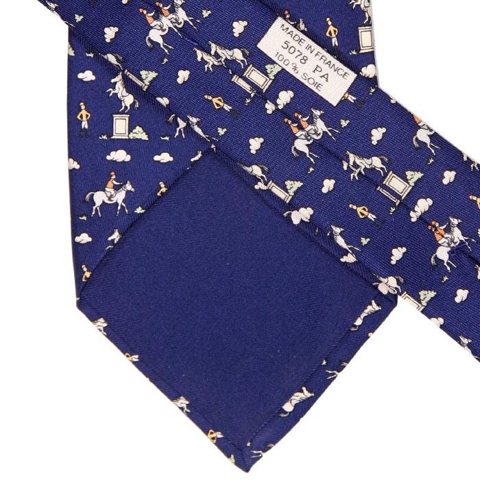Hermes Men's Silk Tie Whimsical Horse Statue Pattern 5078 | Necktie Cravate