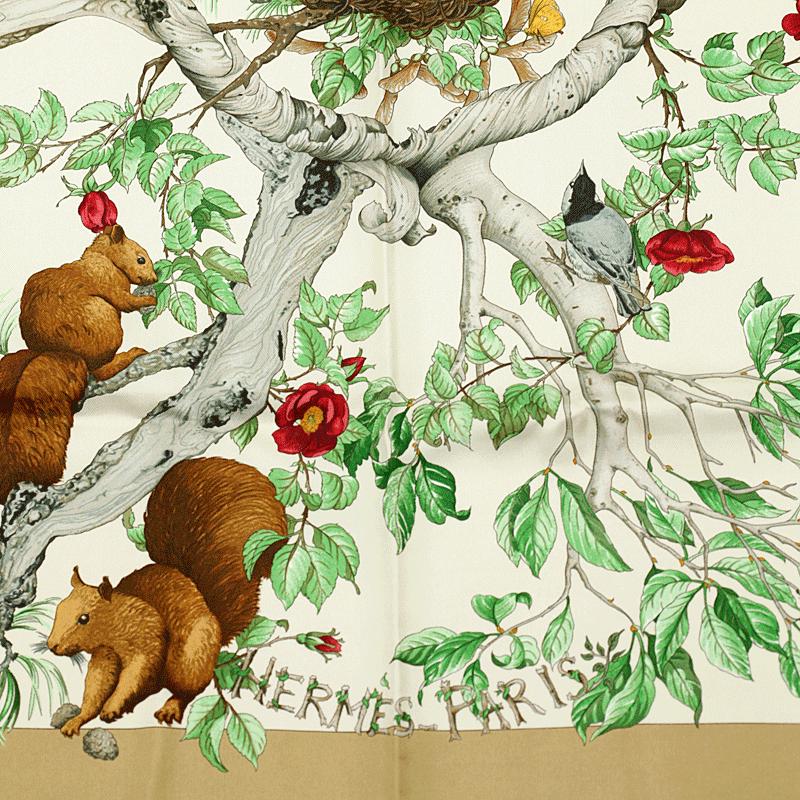 Hermes Scarf "Au Coeur des Bois" by Zoe Pauwels 90cm Silk