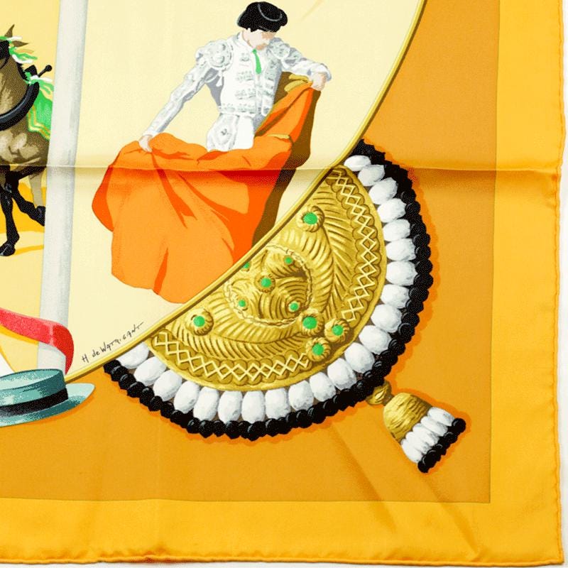 Hermes Scarf "Plaza de Toros" by Hubert de Watrigant 90cm Silk