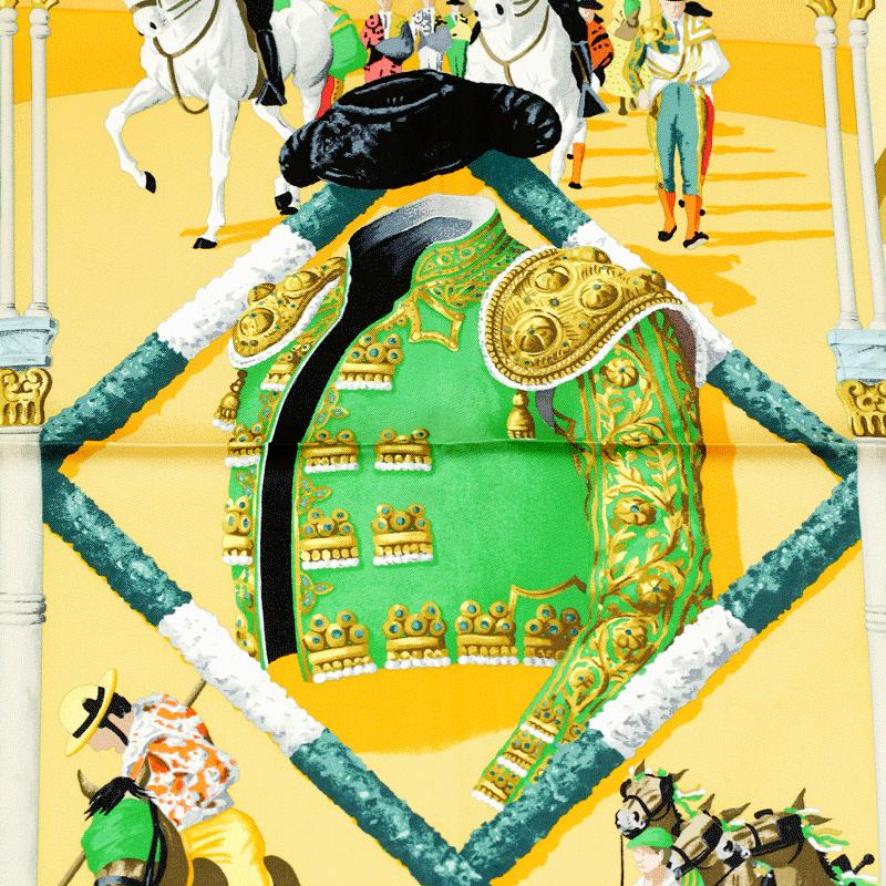 Hermes Scarf "Plaza de Toros" by Hubert de Watrigant 90cm Silk
