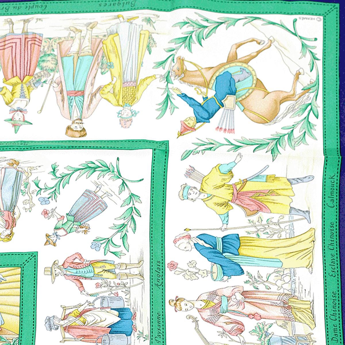 Hermes Scarf "Costumes Civils Actuels" by Françoise De La Perriere 90cm Silk | Carre Foulard