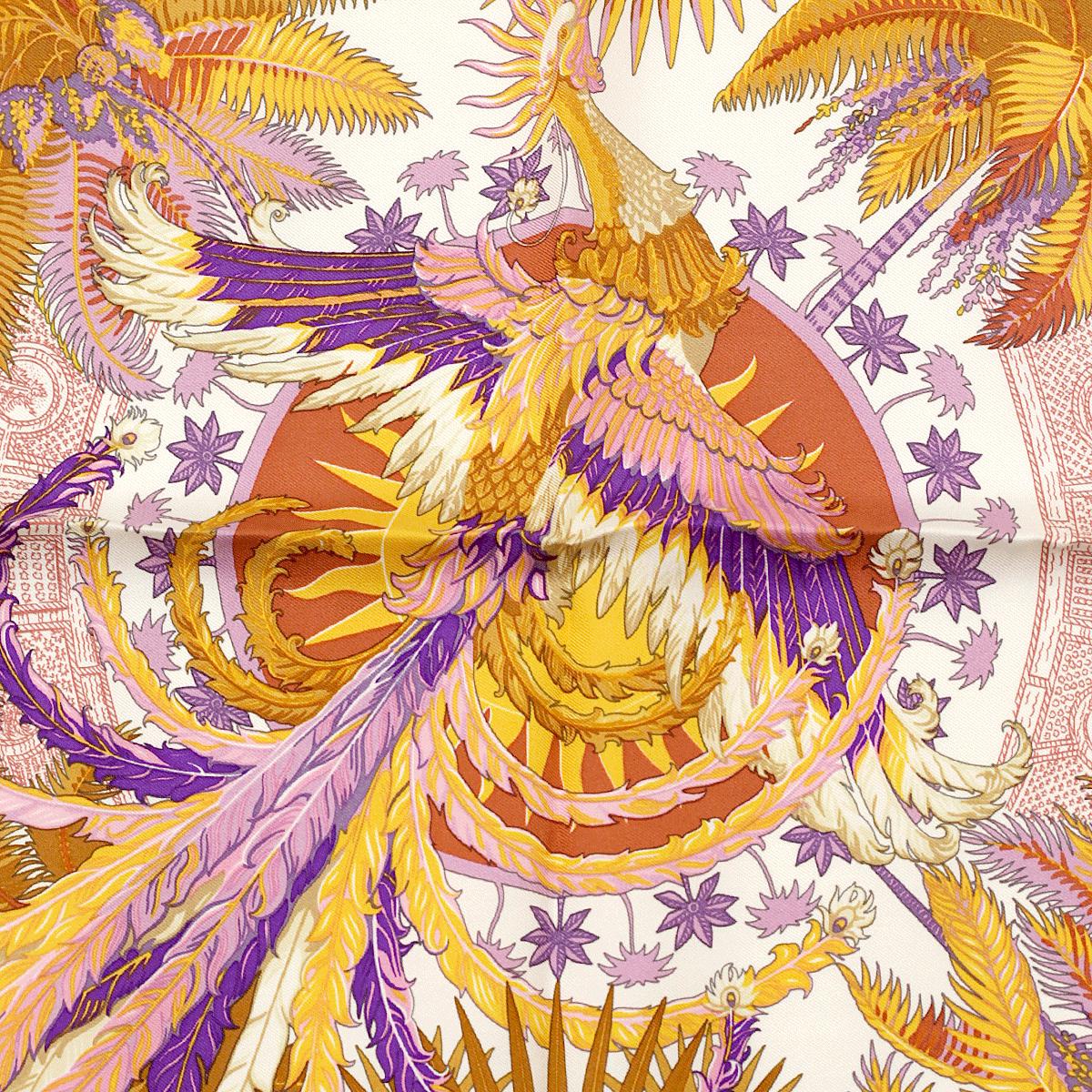 Hermes Scarf 45cm "Mythiques Phoenix" by Laurence Bourthoumieux Silk Gavroche
