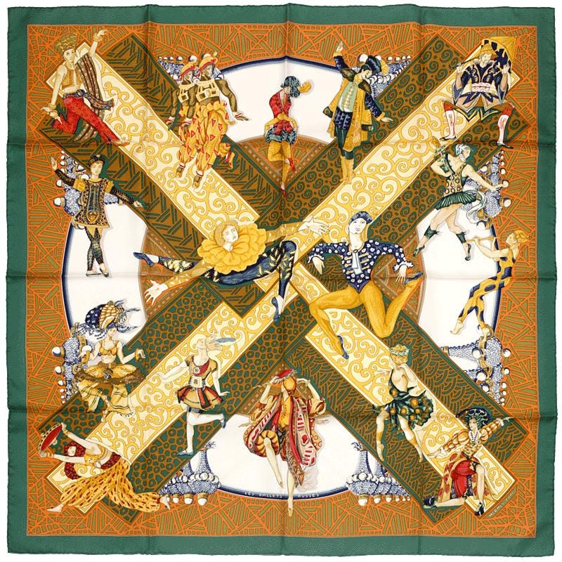Hermes Scarf "Les Ballets Russes" by Annie Faivre 90cm Silk