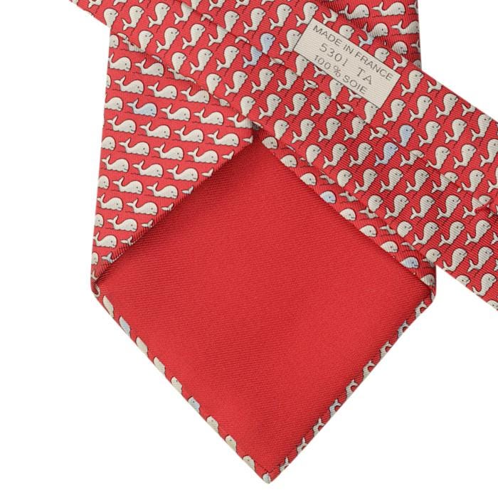 Hermes Men's Silk Tie Whimsical Whales Pattern 5301 | Necktie Cravate