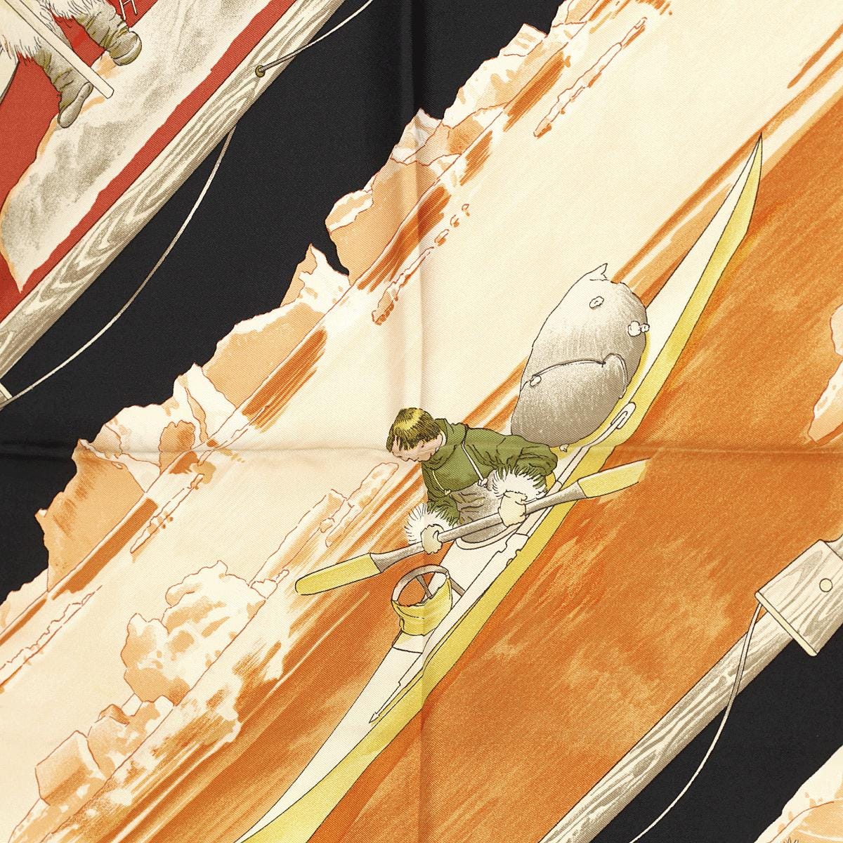 Hermes Scarf "Gronland" by Philippe Ledoux Vintage 90cm Silk