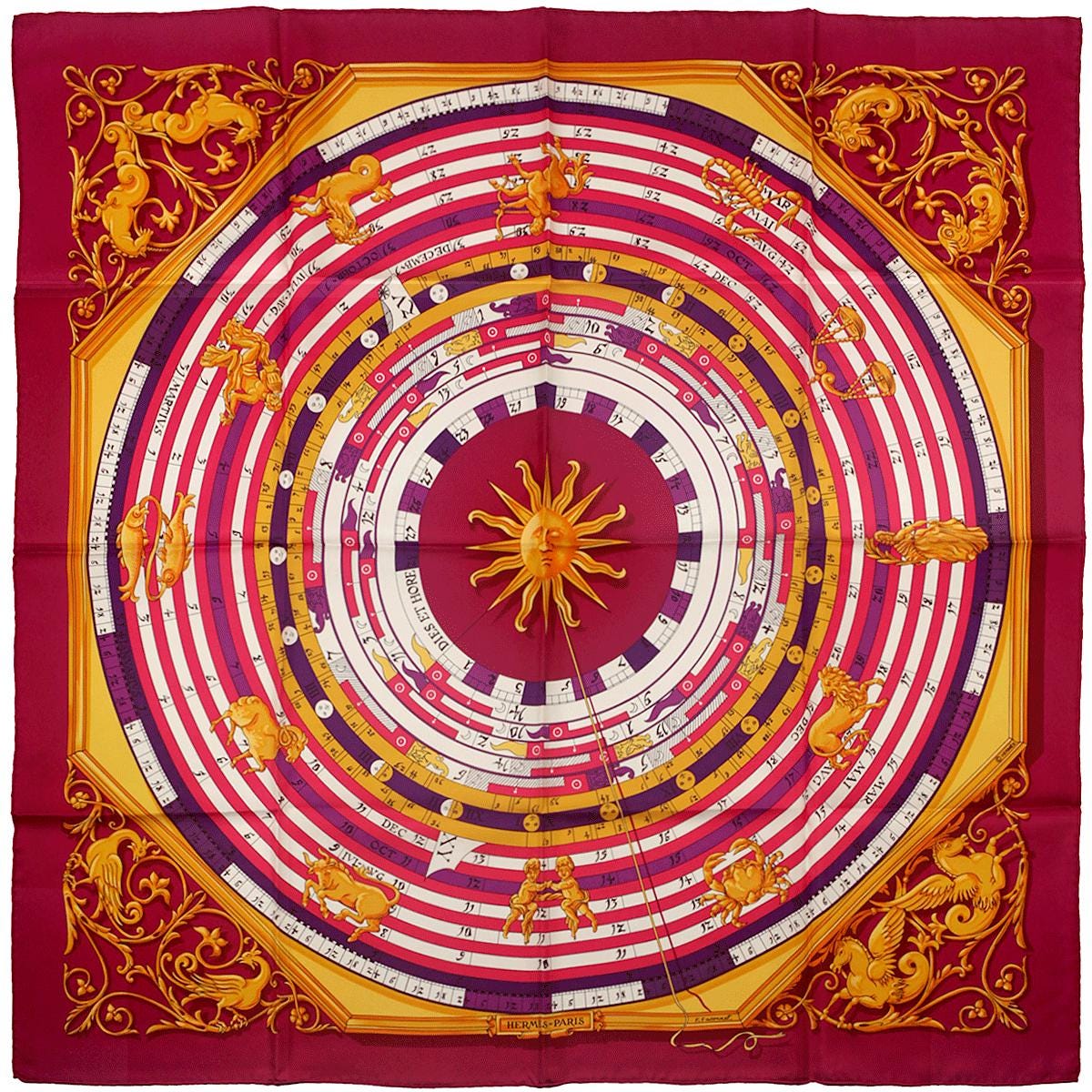 Hermes Scarf "Astrologie" by Françoise Façonnet 90cm Silk