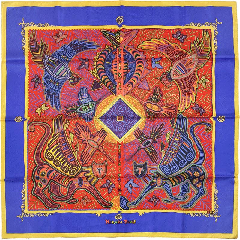 Hermes Scarf "Legende Kuna Peuple de Panama" by Zoe Pauwels 90cm Silk | Foulard Carre