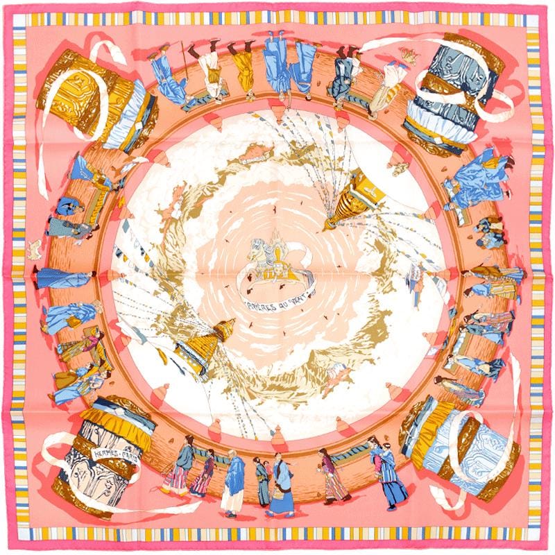 Hermes Scarf "Prieres au Vent" by Dimitri Rybaltchenko 90cm Silk