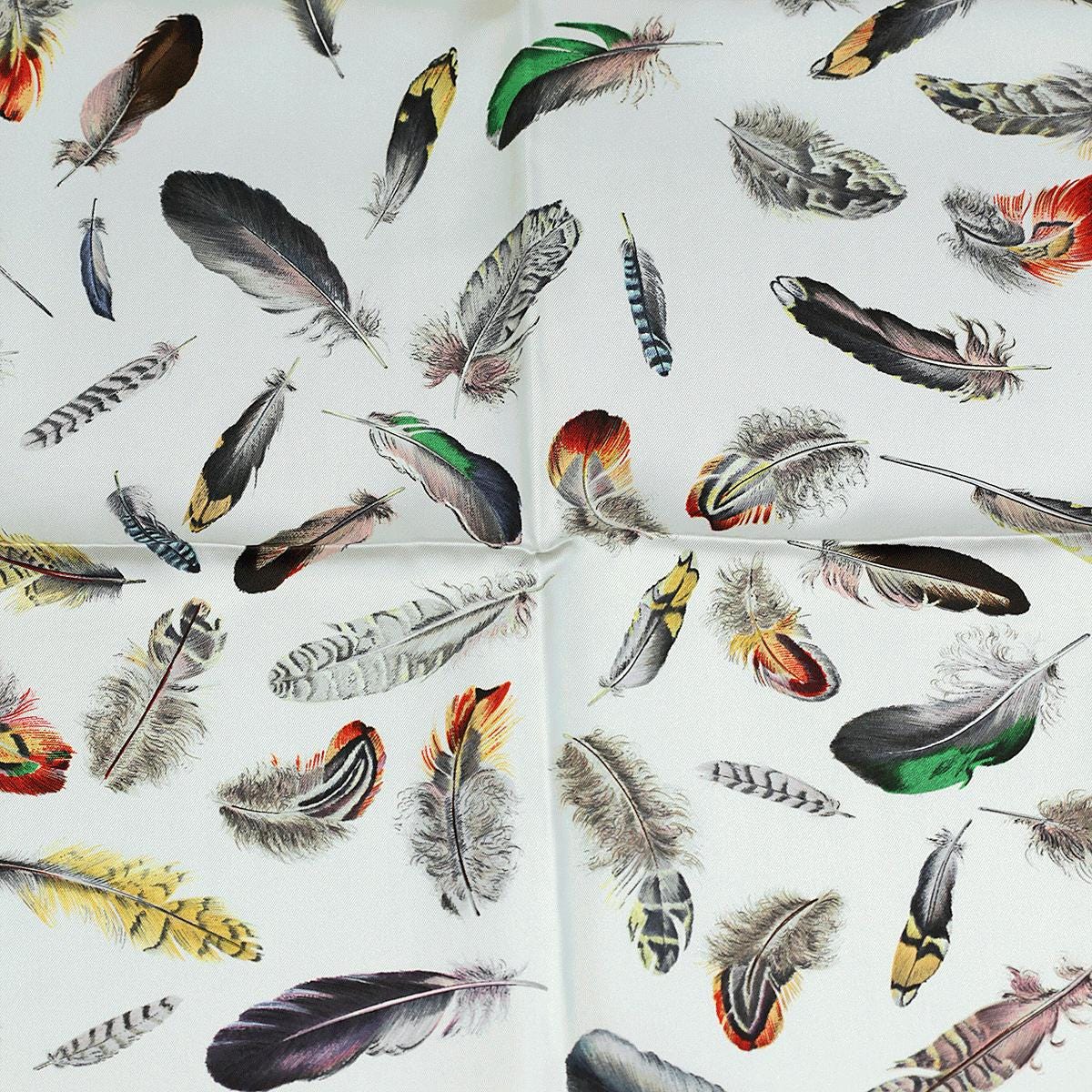 Hermes Scarf "Plumes" by Henri de Linares 90cm Silk | Carre Foulard