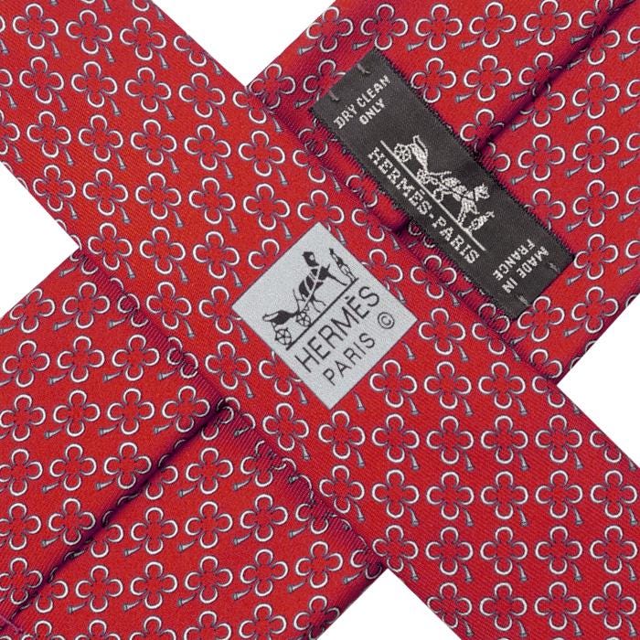 Hermes Men's Silk Tie Clovers Pattern 605987 | Necktie Cravate