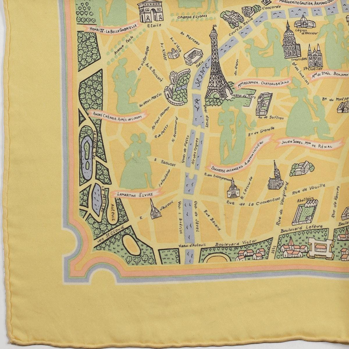 Hermes Scarf 45cm "Les Amoureux de Paris" by Maurice Tranchant Silk Gavroche