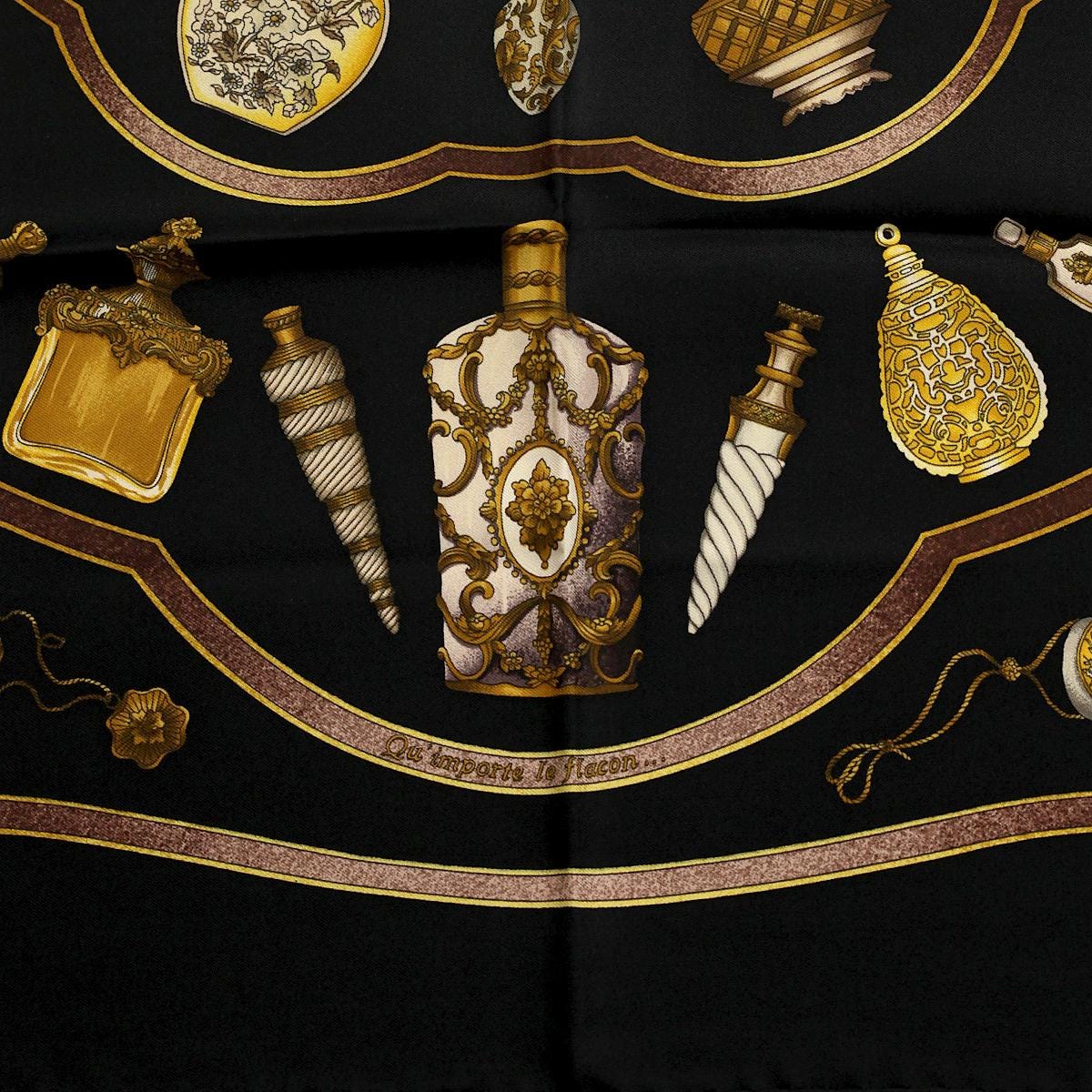 Hermes Scarf "Flacons" by Catherine Baschet Vintage 90cm Silk | Foulard Carre