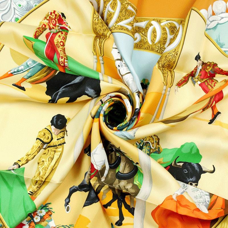 Hermes Scarf "Plaza de Toros" by Hubert de Watrigant 90cm Silk