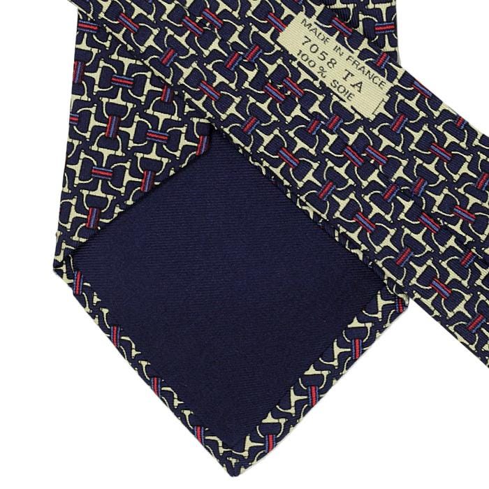Hermes Men's Silk Tie Equestrian Geometric Pattern 7058 | Necktie Cravate