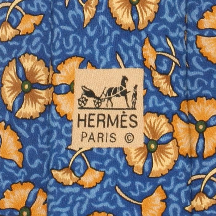 Hermes Men's Silk Tie Ginkgo Flowers Pattern 7518 | Necktie Cravate