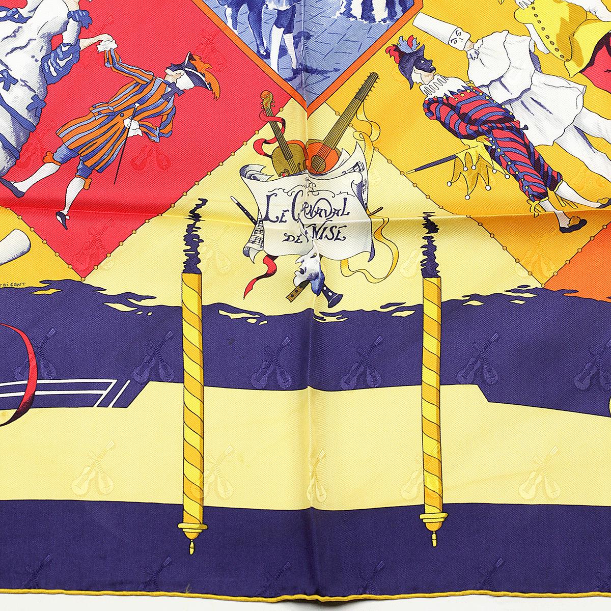 Hermes Scarf Jacquard "Le Carnaval de Venise" by Hubert de Watrigant 90cm Silk | Carre Foulard