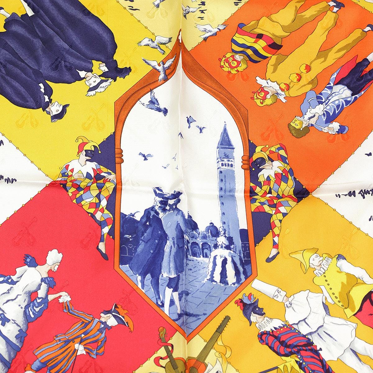 Hermes Scarf Jacquard "Le Carnaval de Venise" by Hubert de Watrigant 90cm Silk | Carre Foulard