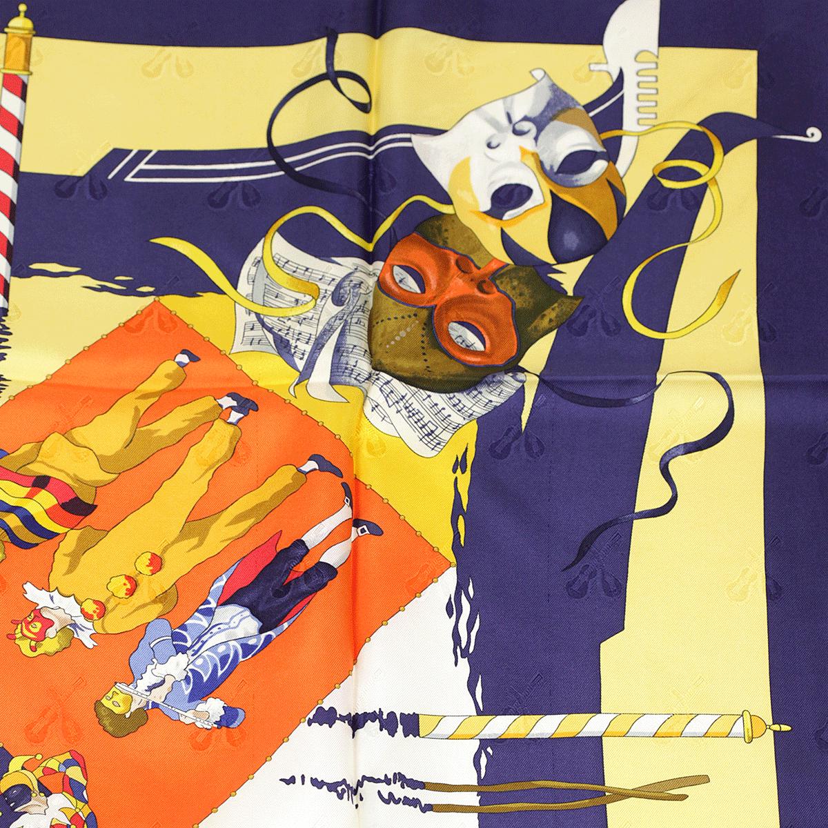 Hermes Scarf Jacquard "Le Carnaval de Venise" by Hubert de Watrigant 90cm Silk | Carre Foulard