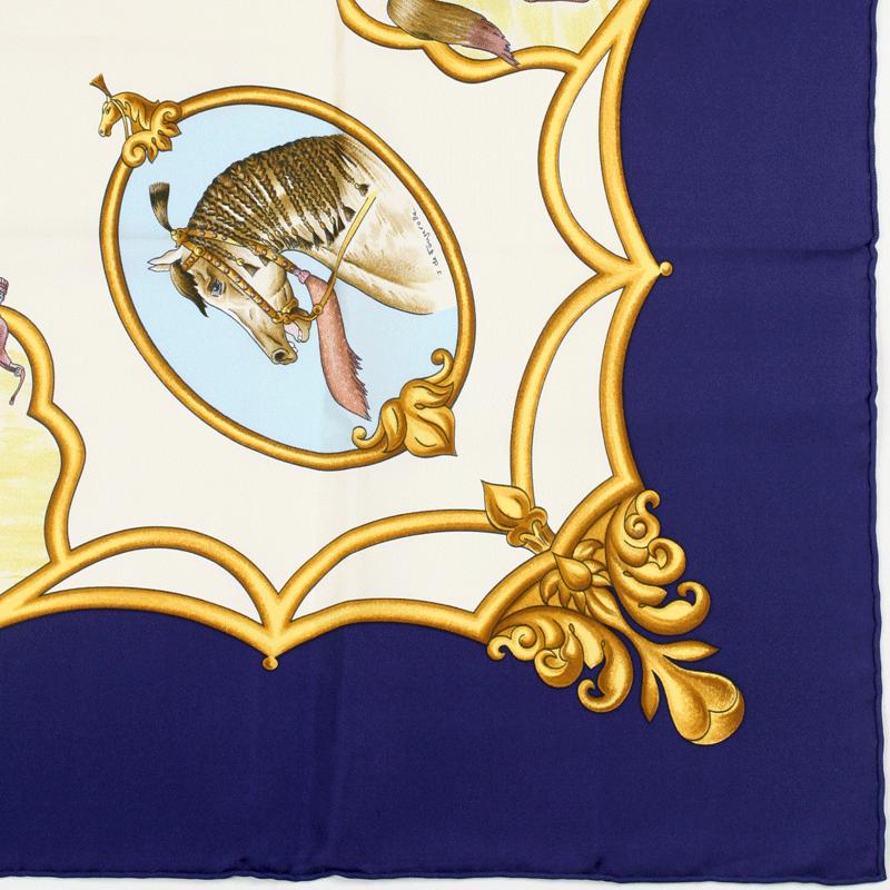 Hermes Scarf "Les Chevaux des Moghols" by Jean De Fougerolle Vintage 90cm Silk | Carre Foulard