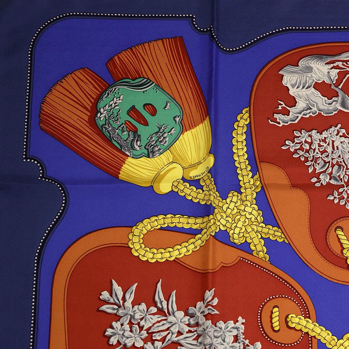 Hermes Scarf "Tsubas" by Christiane Vauzelles Vintage 90cm Silk | Carre Foulard