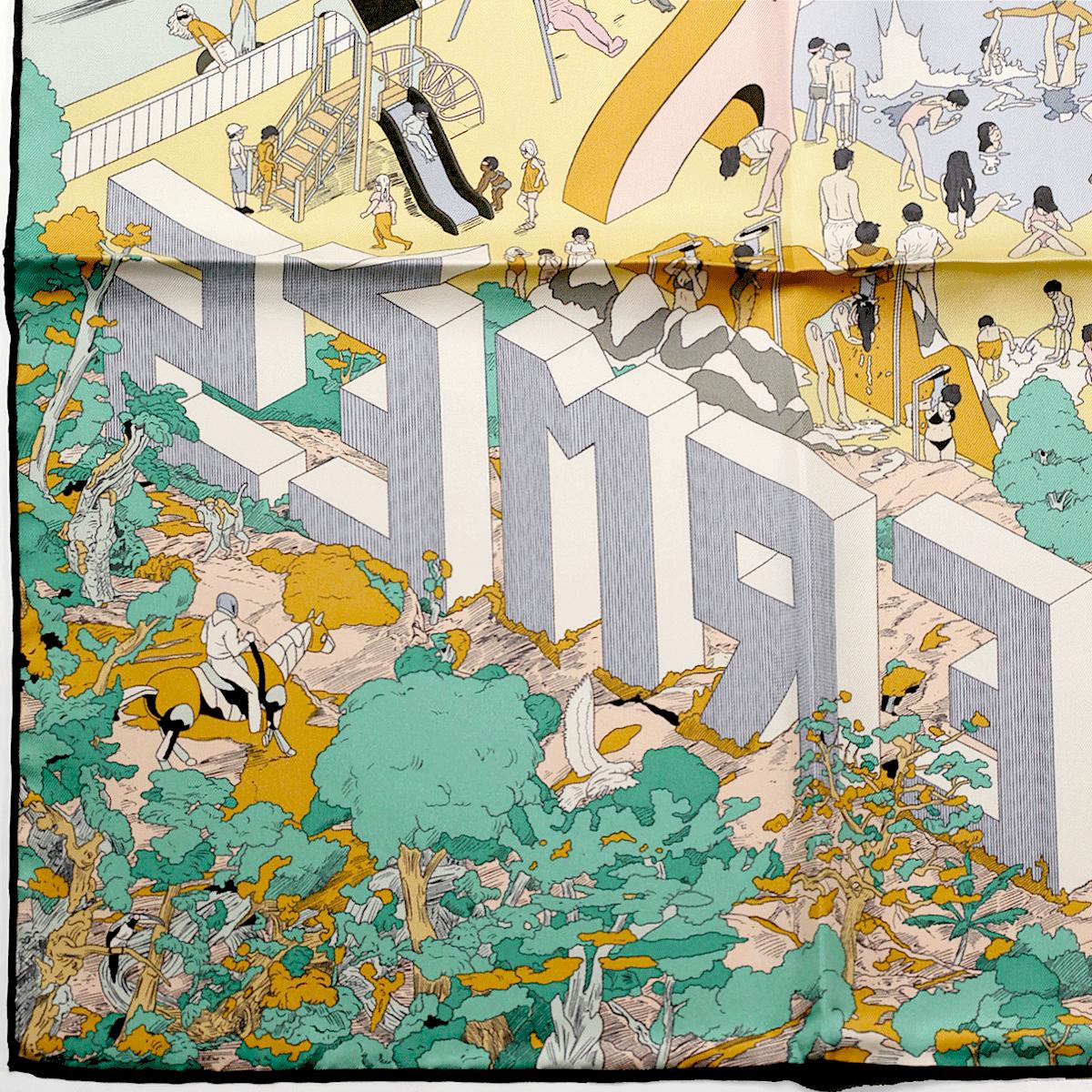 Hermes Scarf "On the Beach" by Ugo Bienvenu 90cm Silk
