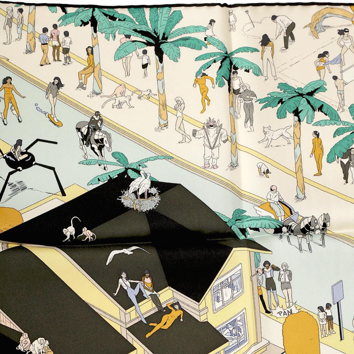 Hermes Scarf "On the Beach" by Ugo Bienvenu 90cm Silk