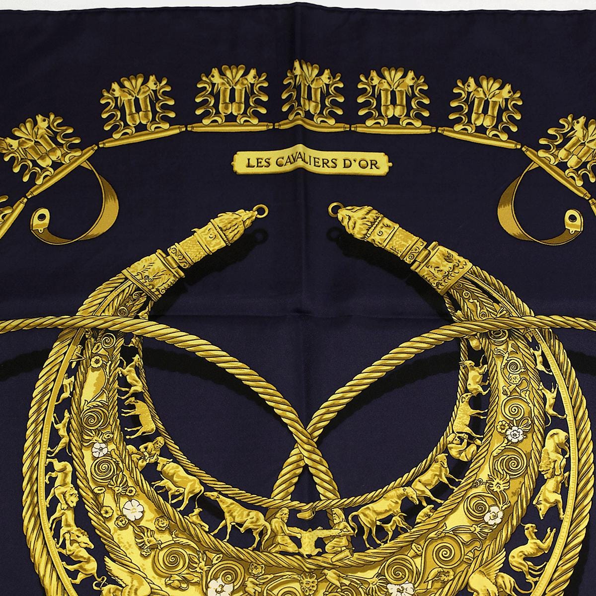 Hermes Scarf "Cavaliers d'Or" by Vladimir Rybaltchenko Vintage 90cm Silk