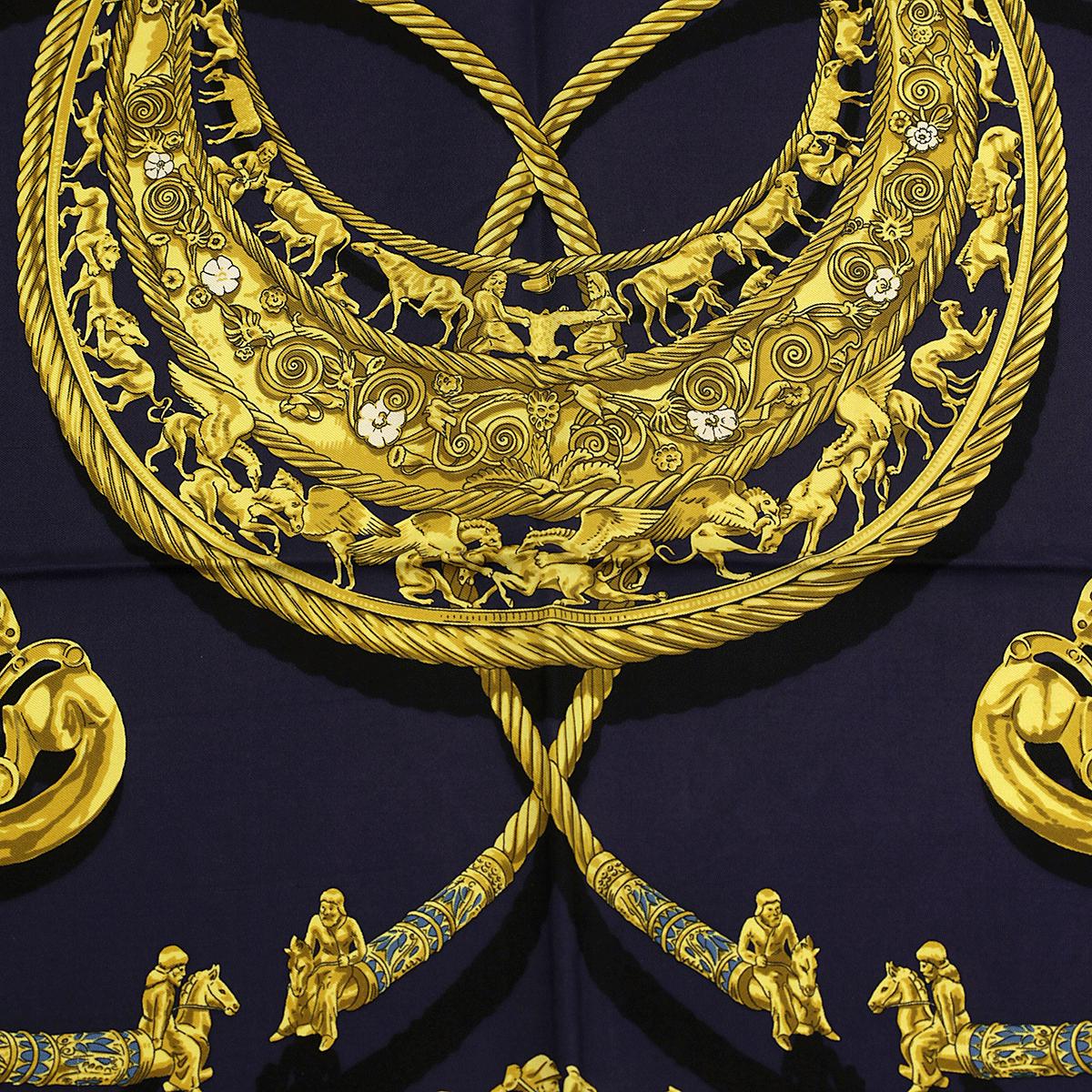 Hermes Scarf "Cavaliers d'Or" by Vladimir Rybaltchenko Vintage 90cm Silk