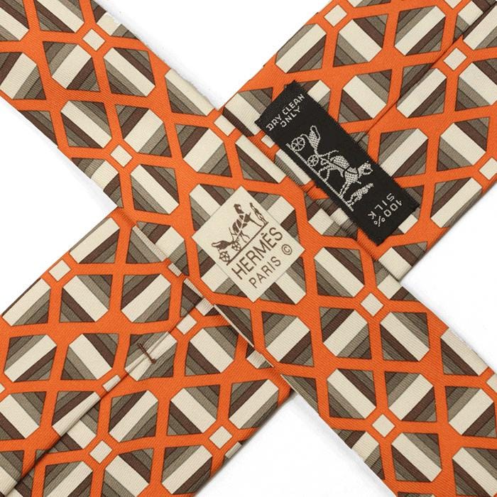 Hermes Men's Silk Tie Geometric Pattern 5351 | Necktie Cravate