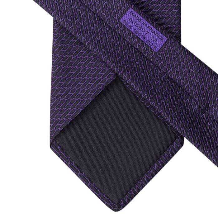 Hermes Men's Silk Tie H Geometric Pattern 605807 | Necktie Cravate