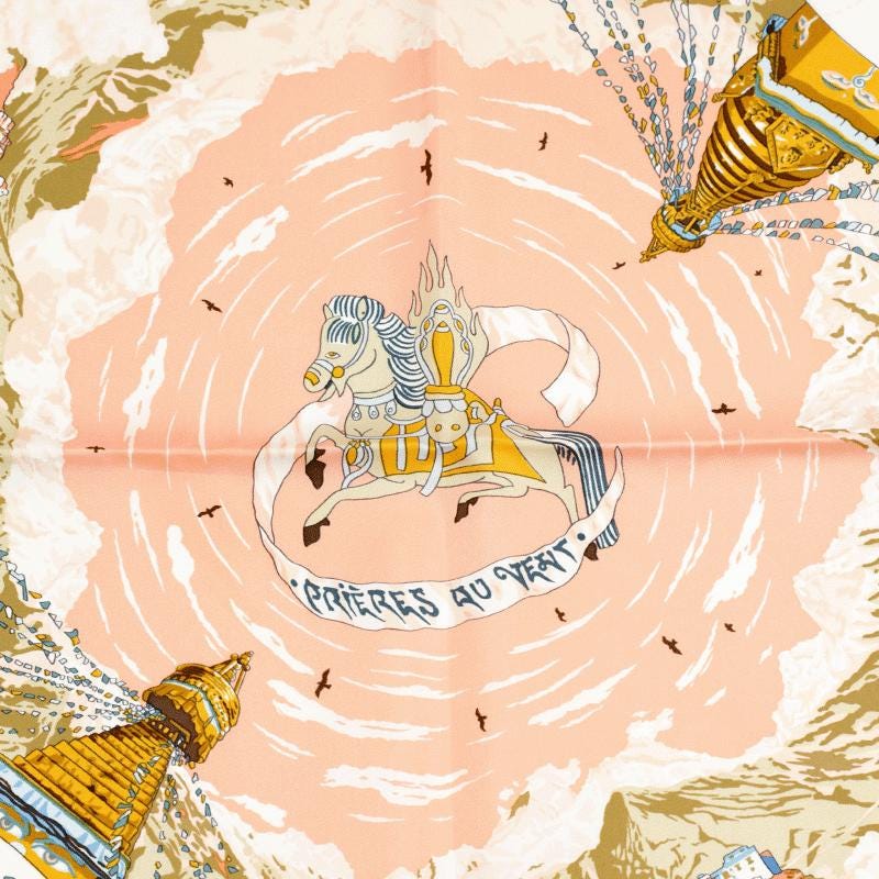 Hermes Scarf "Prieres au Vent" by Dimitri Rybaltchenko 90cm Silk | Carre Foulard