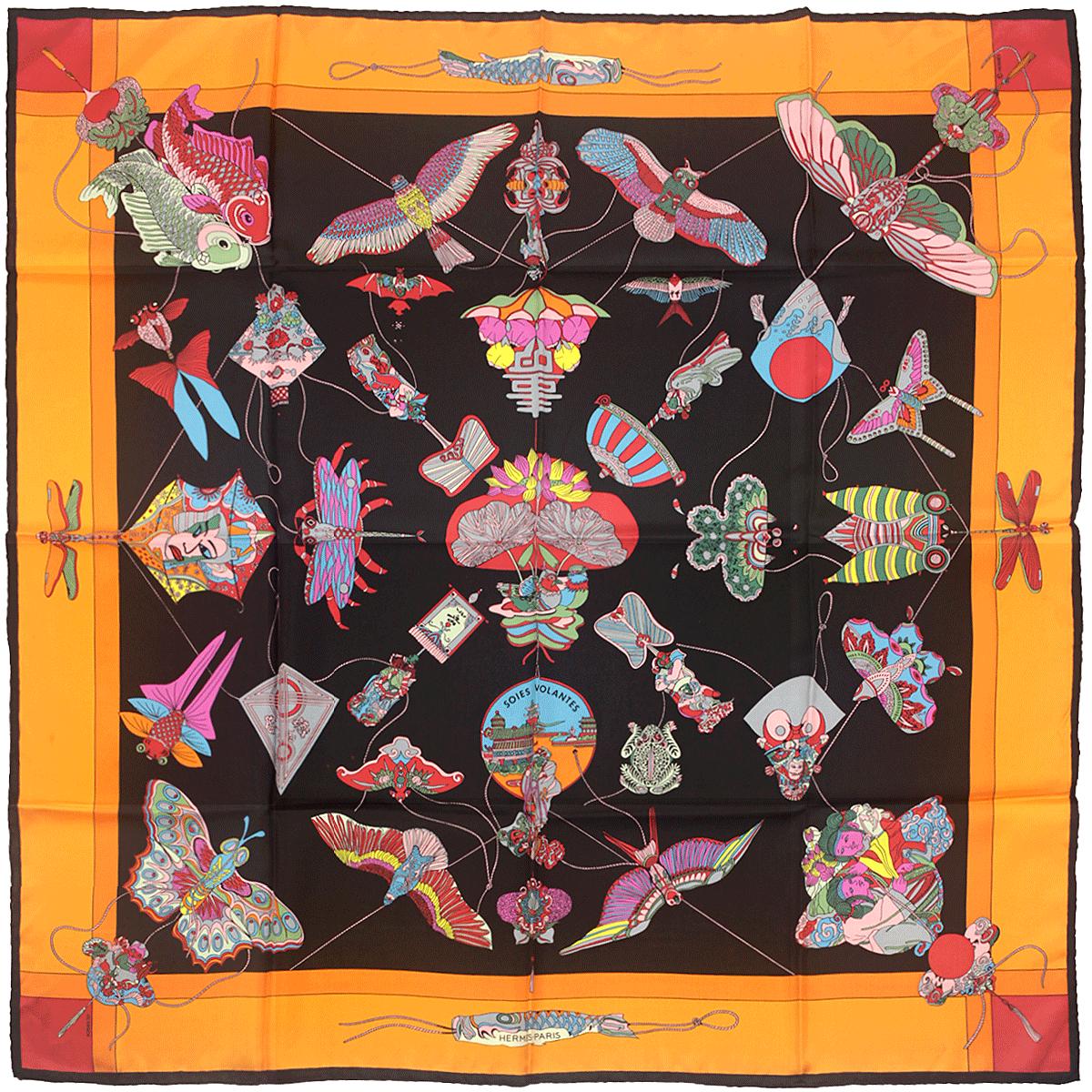 Hermes Scarf "Soies Volantes" by Loic Dubigeon 90cm Silk