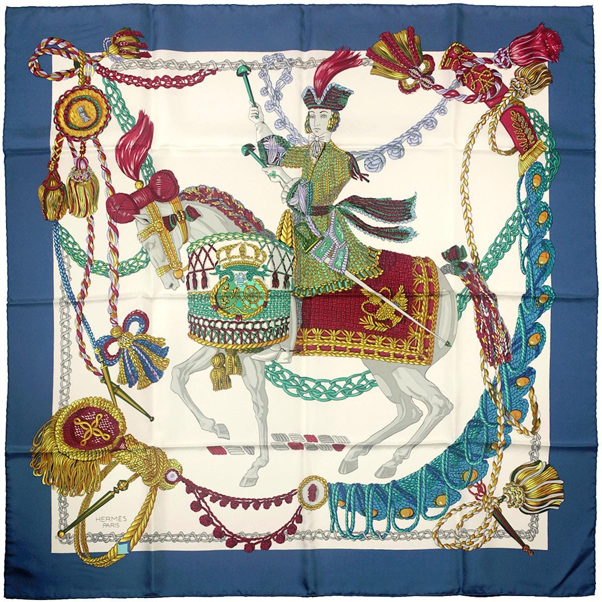 Hermes Scarf "La Timbalier" by Francoise Heron 90cm Silk | Carre Foulard