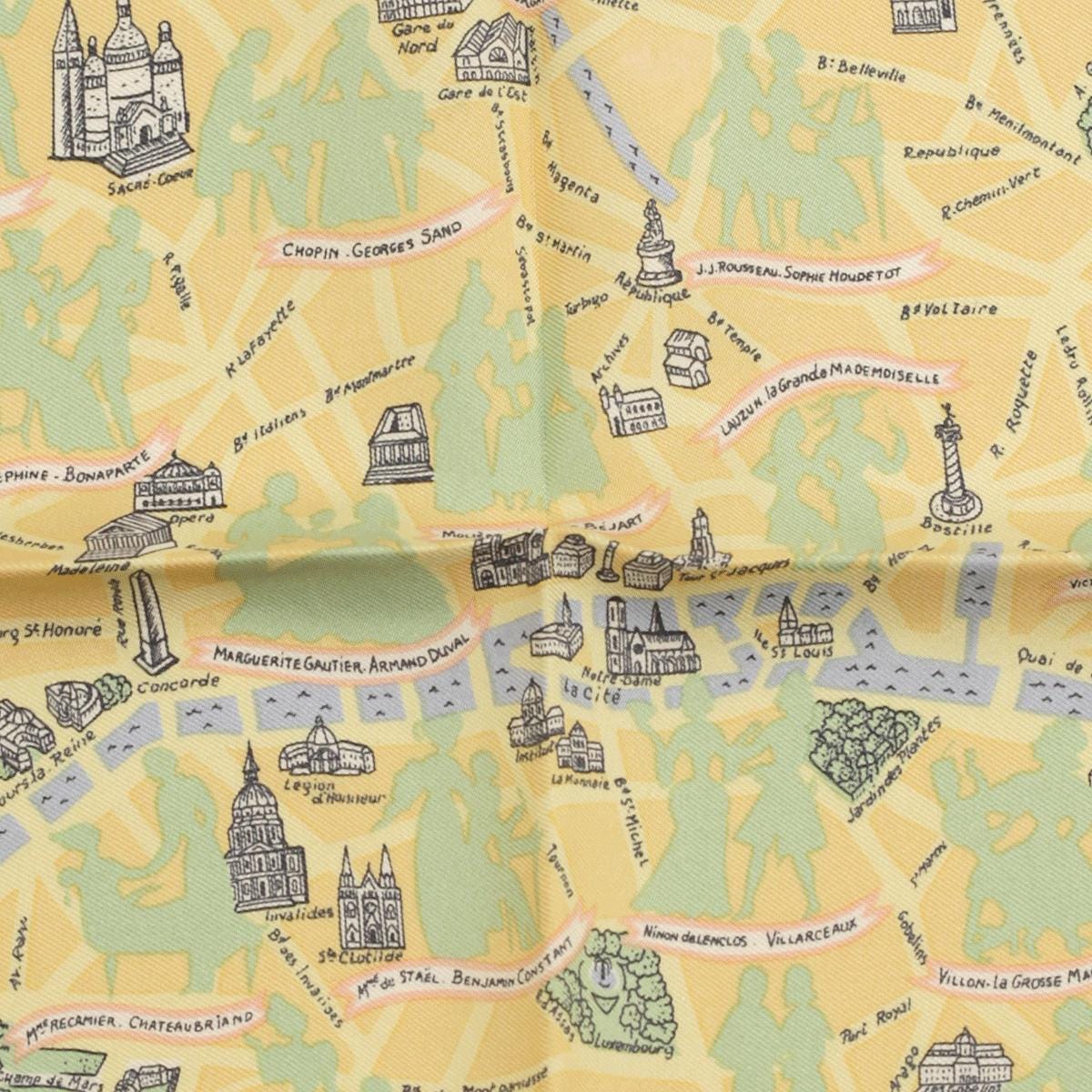 Hermes Scarf 45cm "Les Amoureux de Paris" by Maurice Tranchant Silk Gavroche