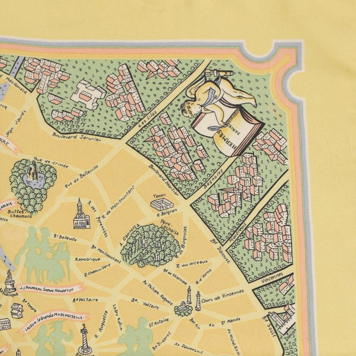 Hermes Scarf 45cm "Les Amoureux de Paris" by Maurice Tranchant Silk Gavroche