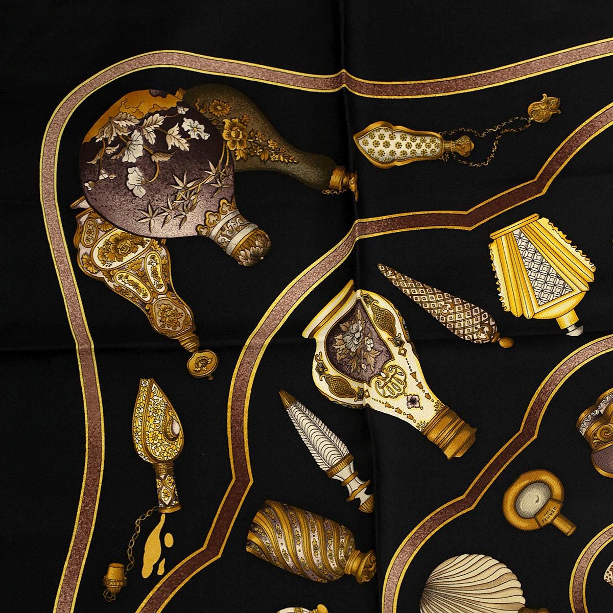 Hermes Scarf "Flacons" by Catherine Baschet Vintage 90cm Silk | Foulard Carre