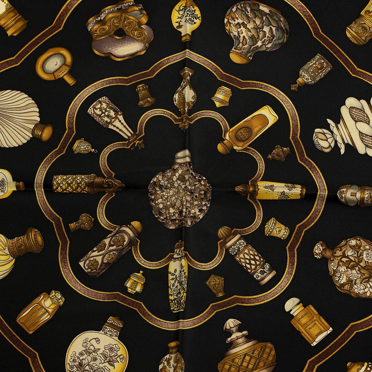 Hermes Scarf "Flacons" by Catherine Baschet Vintage 90cm Silk | Foulard Carre