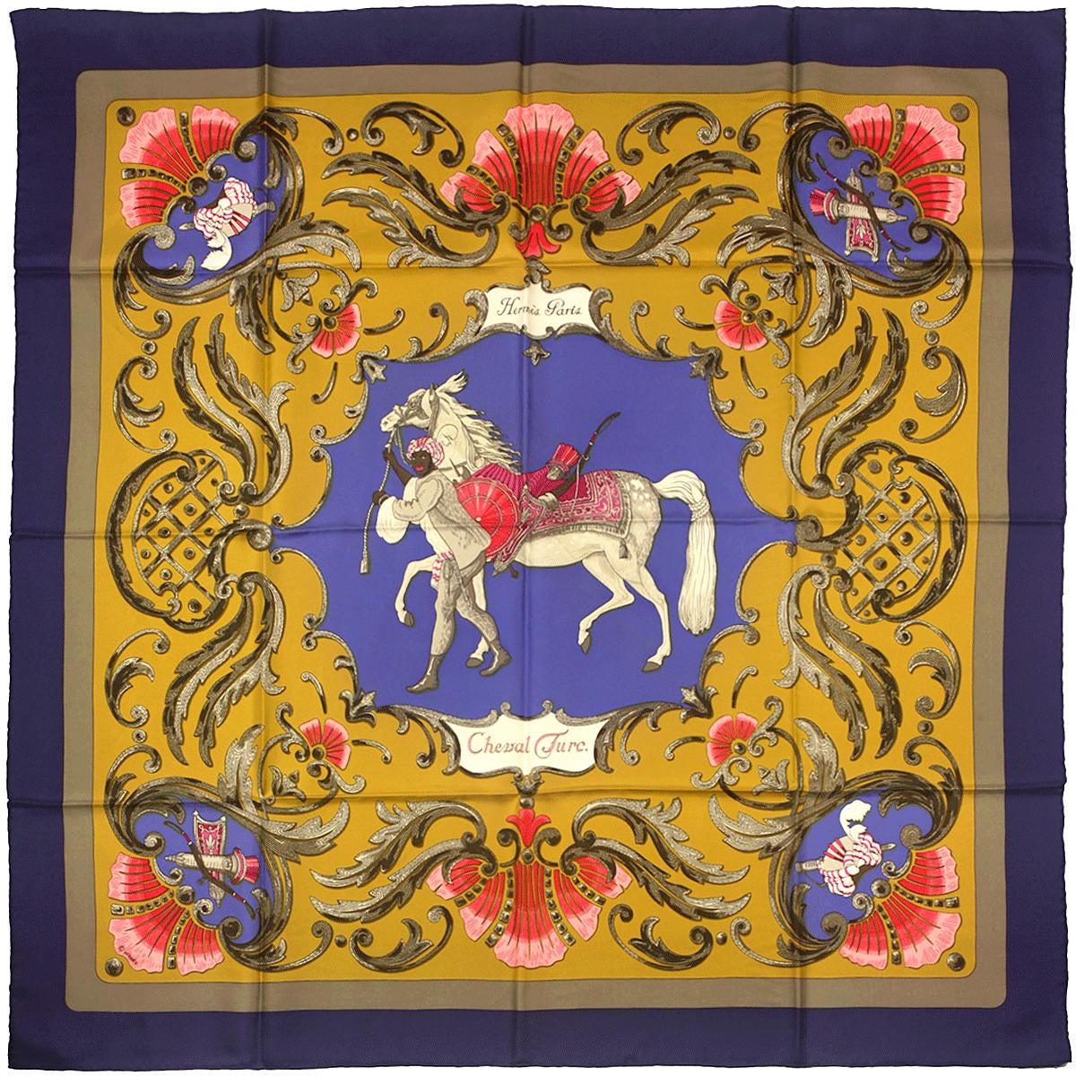 Hermes Scarf "Cheval Turc" by Christiane Vauzelles Vintage 90cm Silk | Carre Foulard
