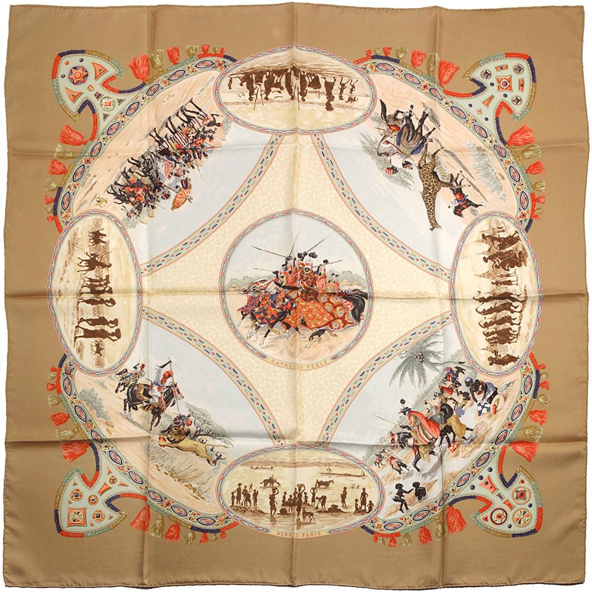 Hermes Scarf "Cavaliers Peuls" by Jean De Fougerolle Vintage 90cm Silk | Carre Foulard