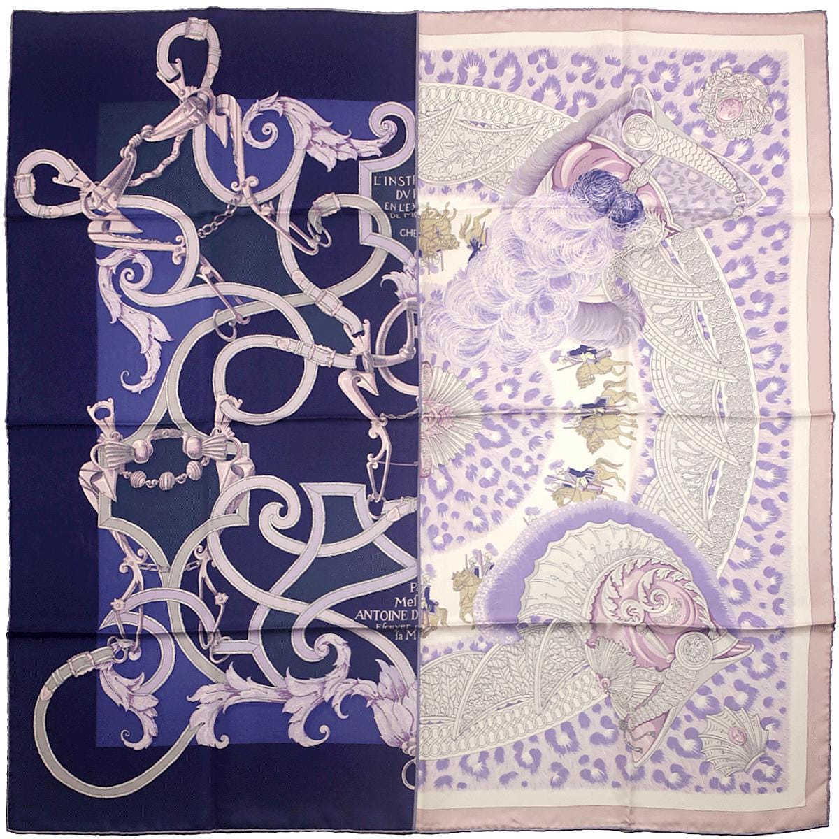 Hermes Scarf "Plumets du Roy" by Henri d'Origny and Julia Abadie 90cm Silk | Carre Foulard