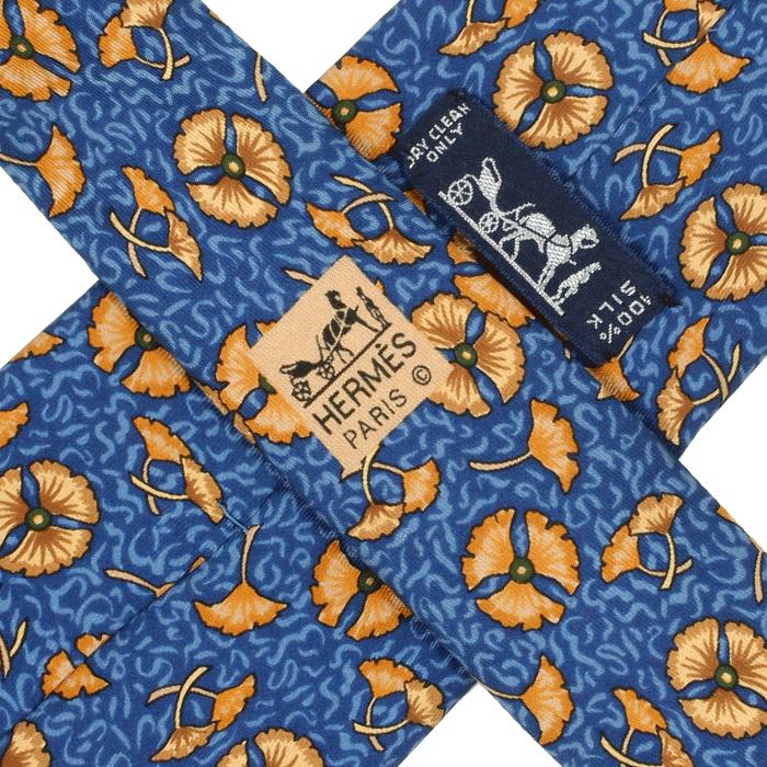Hermes Men's Silk Tie Ginkgo Flowers Pattern 7518 | Necktie Cravate