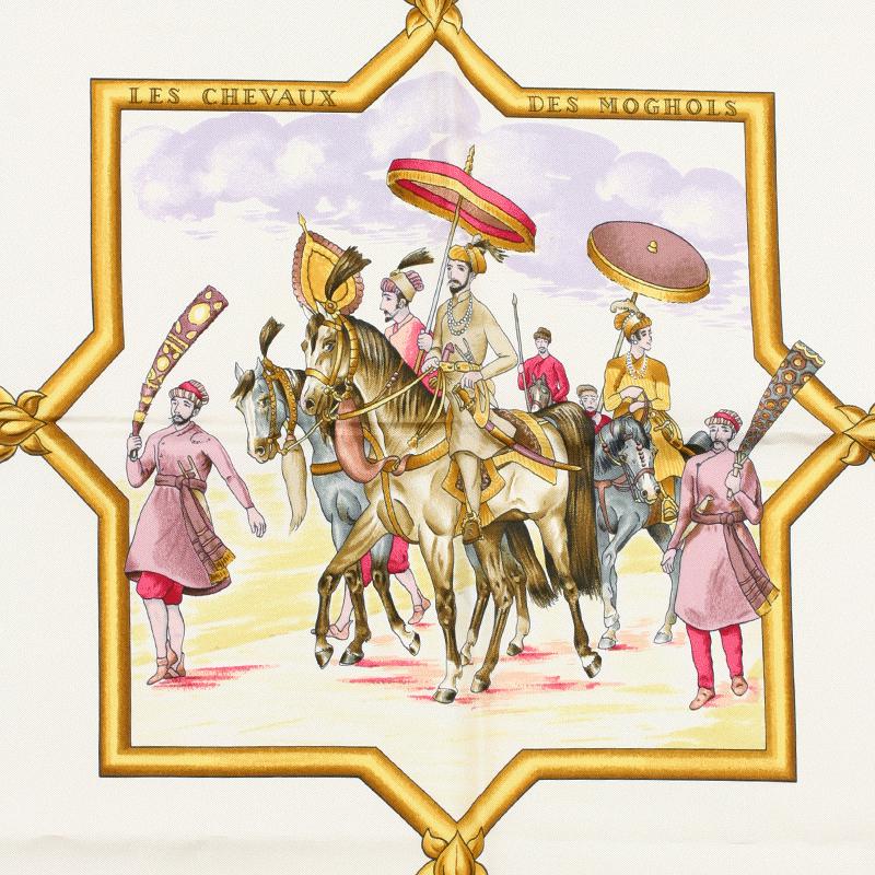 Hermes Scarf "Les Chevaux des Moghols" by Jean De Fougerolle Vintage 90cm Silk | Carre Foulard