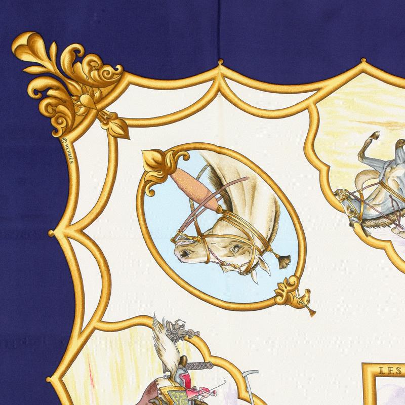 Hermes Scarf "Les Chevaux des Moghols" by Jean De Fougerolle Vintage 90cm Silk | Carre Foulard