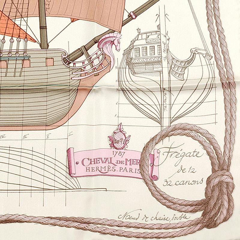 Hermes Scarf "Cheval de Mer" by Christian Renonciat 90cm Silk