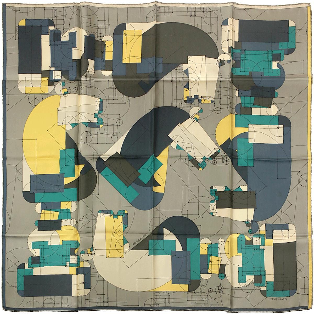 Hermes Scarf "Echec au Roi" by Benoit Pierre Emery 90cm Silk