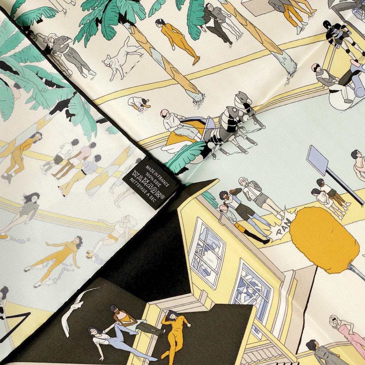 Hermes Scarf "On the Beach" by Ugo Bienvenu 90cm Silk