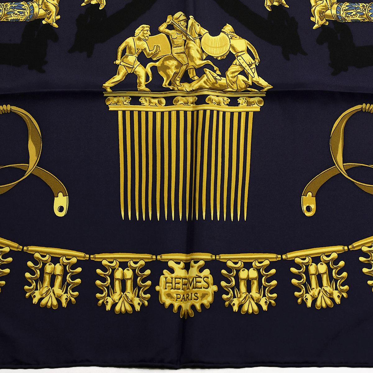 Hermes Scarf "Cavaliers d'Or" by Vladimir Rybaltchenko Vintage 90cm Silk